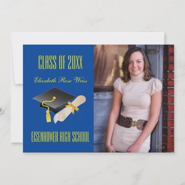 Boné e Diploma Azul - Anúncio de Graduação (Frente)