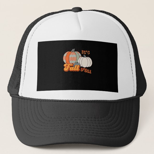 Boné É Fall Y'all, Funny Pumpkins Chevron Pattern (Frente)