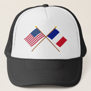 Boné E.U. e bandeiras cruzadas France
