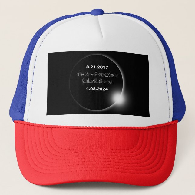 Boné Eclipse Solar Duplamente Datado de 2024 & 2017 (Frente)