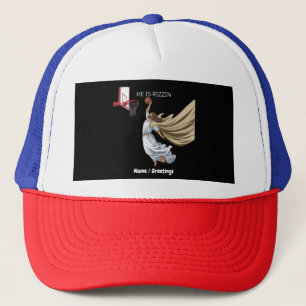 Boné Ele É Rizzin Engraçado Jesus Jogando Basquete Retr