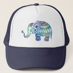 Boné Elefante tribal floral verde-azulado