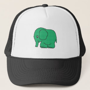Boné Elefante verde-ponto-cruzado engraçado