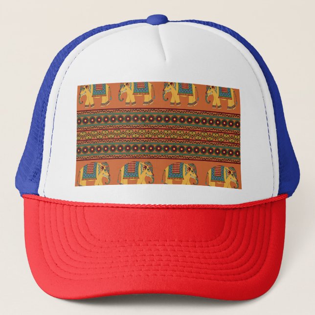 Boné Elefantes Indianos, Laranja Tradicional Sem Costur (Frente)
