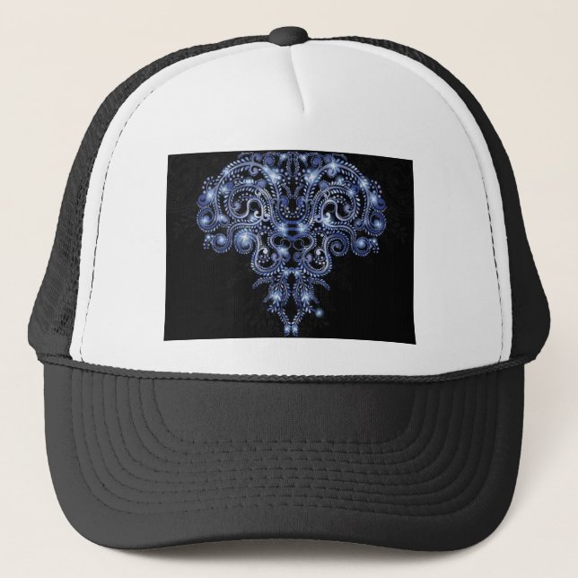 Boné Elegante Blue Sparkly Swirl Hat (Frente)