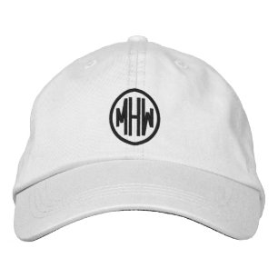 Boné elegante branco preto personalizado monograma