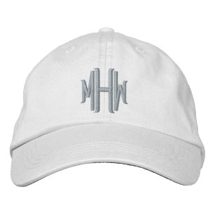 Boné elegante branco rosa personalizado monograma