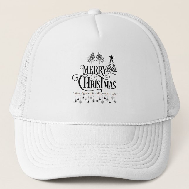 Boné Elegante Design de Tipografia de Feliz Natal (Frente)