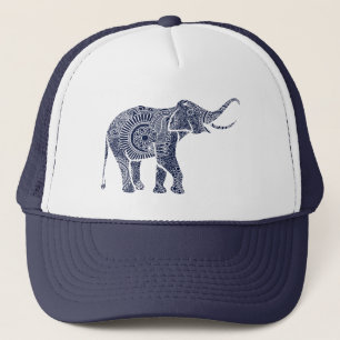 Boné Elegante Elefante Floral Azul Marinho
