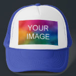 Boné Elegante Moderno Modelo Branco E Real Azul<br><div class="desc">Modelo Elegante Azul Branco E Real Cria O Seu Próprio Logotipo Foto De Carregamento Foto Do Trucker.</div>