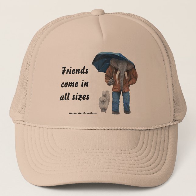 Boné Elephant Man Walking Dogs Fantasy Art Trucker Hat (Frente)