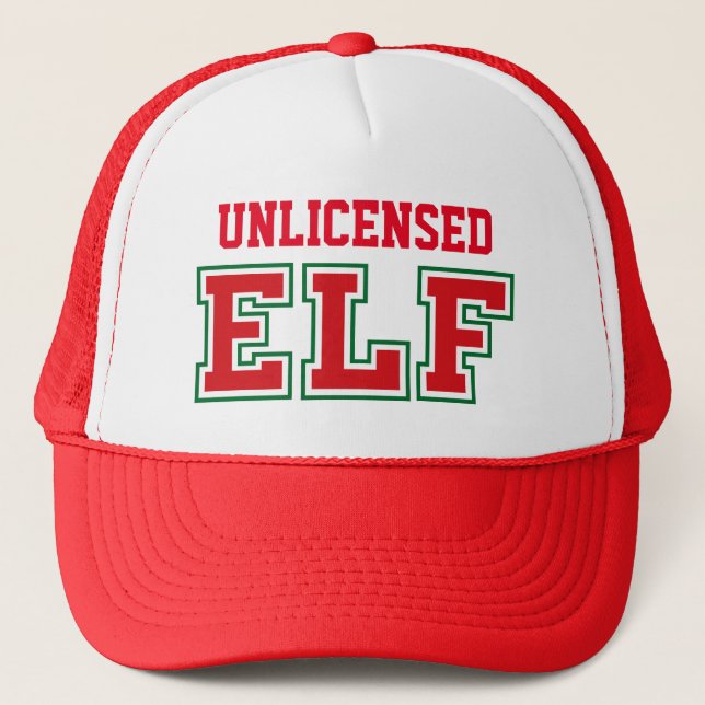 Boné Elf Trucker Hat de Natal Não Licenciado (Frente)