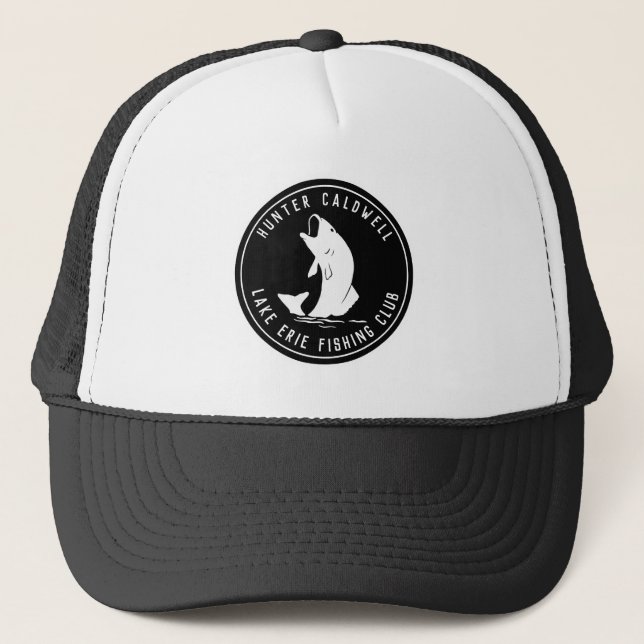 Boné Emblema de pesca personalizado preto (Frente)