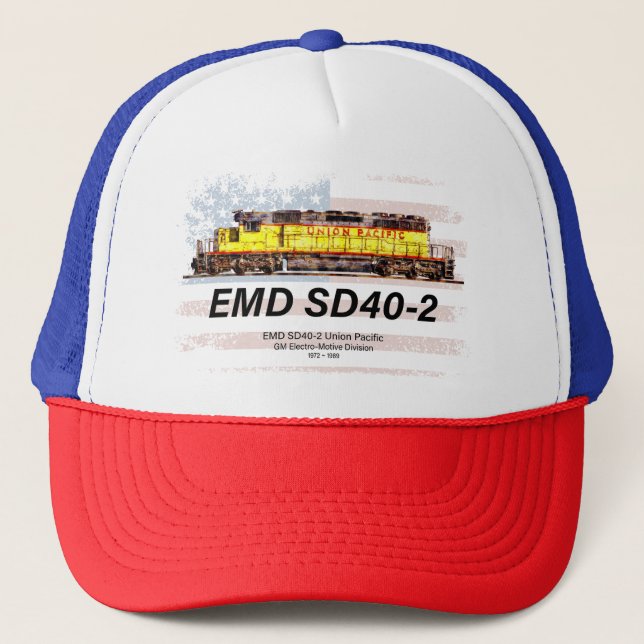 Boné EMD SD40-2 Locomotiva Diesel. bandeira americana (Frente)