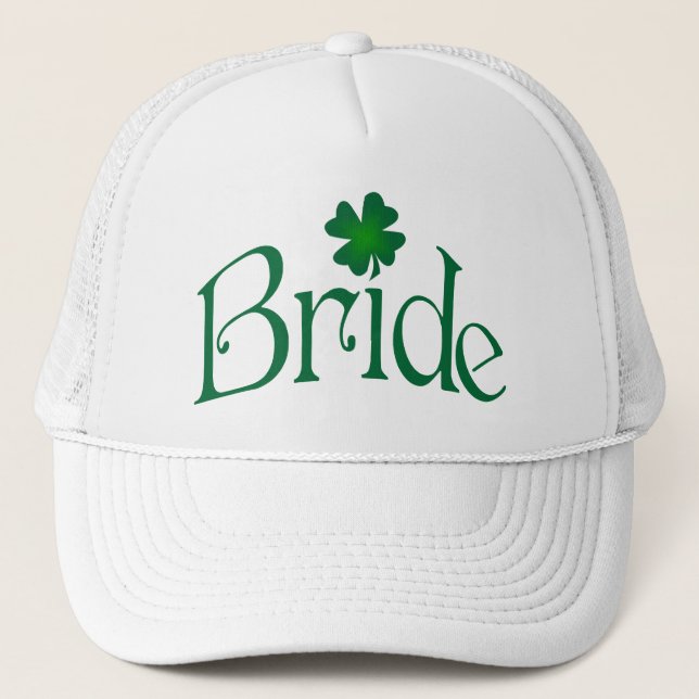 Boné Emerald Green and White Shamrock Bride Cap (Frente)