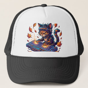 Boné Emprego Lucrativo Gato Gamer Cyberpunk Fofo Trabal