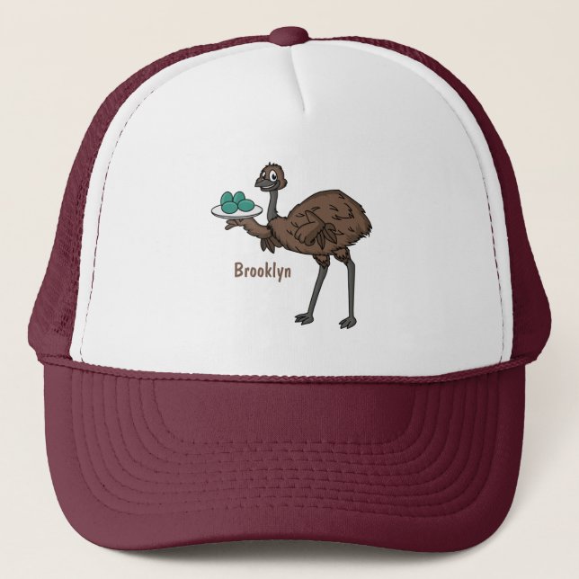 Boné Emu com ilustração de desenho animado de ovos (Frente)