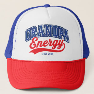 Boné Energia do Vovô Vermelho Azul Retro Desde o Design