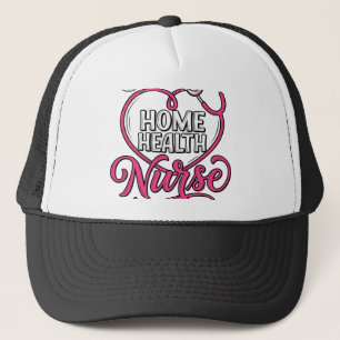 Boné Enfermeira Domiciliar Camisa com Estetoscópio Rosa