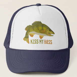 Boné Engraçado Beija Meu Baixo Peixe Pesca Humor