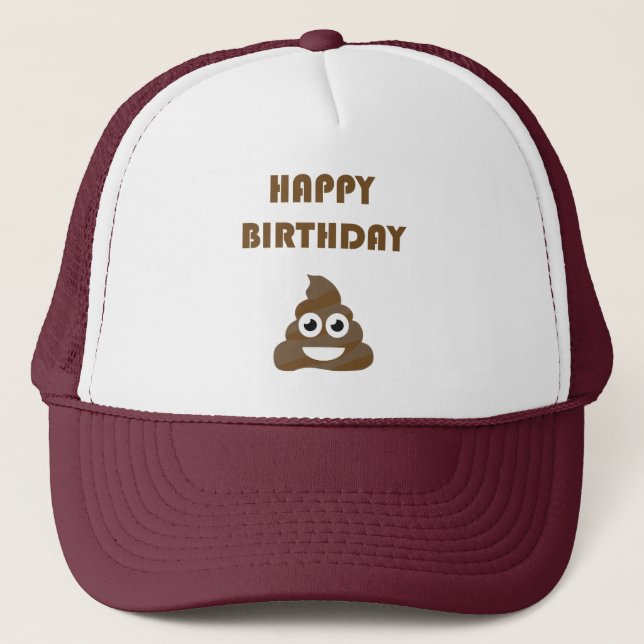 Boné Engraçado Feliz Festa de Aniversário Poop Emoji (Frente)