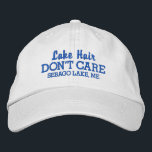 Boné Engraçado Lago Hair Não se importa com o nome do L<br><div class="desc">Um chapéu engraçado de baseball que diz "Lago Hair Não se Importa". Adicione o nome do seu lago ou cidade do lago favorito (ou apague). Altere facilmente o texto e essa cor. Excelente durante dias ensolarados na cabine ou na água.</div>