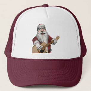 Boné Engraçado Papai Noel Toca Violão Acústico