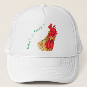Boné Engraçado Trucker Hat Surprated Rooster Jogando Pr