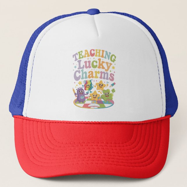 Boné Ensinando Lucky Charms Professor St Patricks Day (Frente)