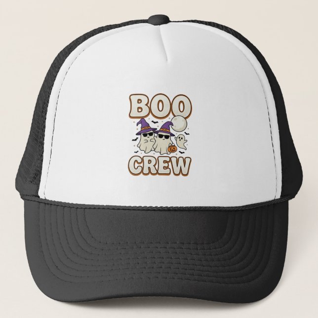 Boné Equipe Boo Fantasma Halloween Design Vetorial Vint (Frente)