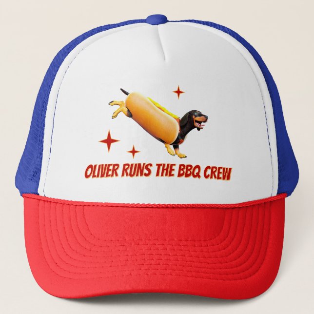 Boné Equipe de Churrasco Dachshund Personalizada, Cacho (Frente)