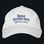 Boné Equipe de esportes de Segundo grau personalizada d<br><div class="desc">Ofereça suporte ao seu time de futebol favorito com este boné no estilo de baseball SUPER FAN. Adicione o nome do seu segundo grau, juventude, clube ou equipe universitária para criar um chapéu único. (Você também pode mudar isso para qualquer outro esporte.) Altere facilmente o texto e a cor para...</div>