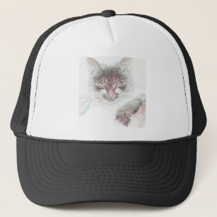 Boné Esboço de Rosto de Gata Fofa e Zangada