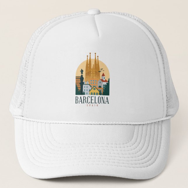 Boné Espanha de Barcelona Skyline Trucker Hat (Frente)
