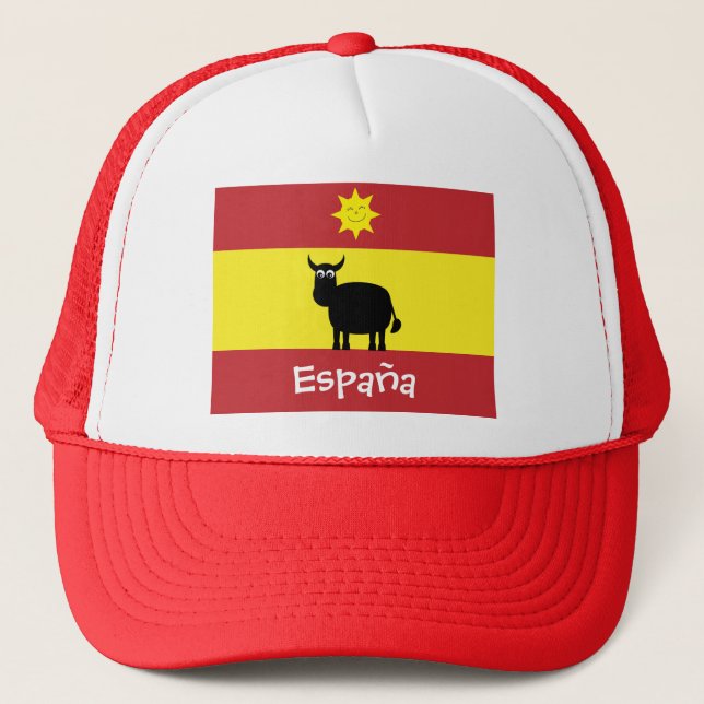Boné Espanhol bonito Bull, Sun de sorriso & bandeira (Frente)