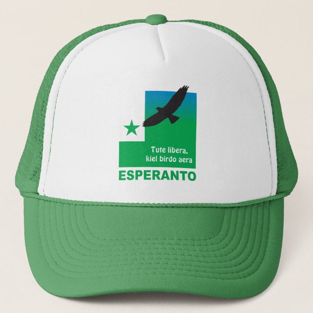 Boné Esperanto / "Tute libera, kiel birdo aera", (Frente)