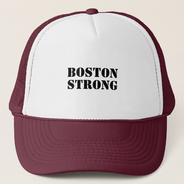 Boné Esportes brancos negros "Boston Strong" (Frente)