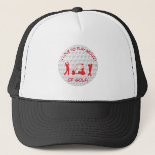 Boné Esportes Golf Ball Red Silhouette Trucker Hat