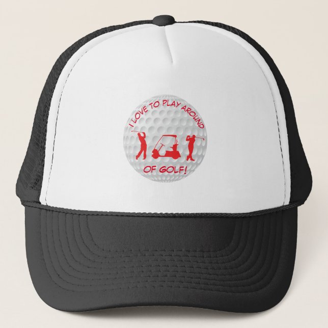 Boné Esportes Golf Ball Red Silhouette Trucker Hat (Frente)