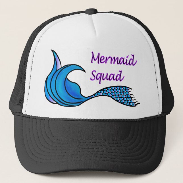 Boné Esquadrão de sereia com cauda azul (Frente)
