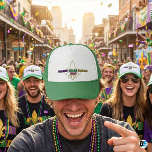 Boné Esquadrão Mardi Gras 2026 Fleur De Lis Verde