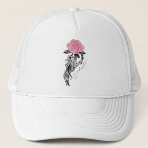 Boné Esqueleto Da Mão Do gótico Com Rosa Rosa Rosa   DE
