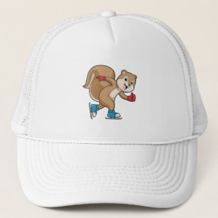 Boné Esquilo com gelo a patinar com skates de gelo