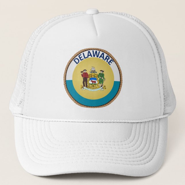 Boné Estado de Delaware Bandeira Seal Trucker Hat (Frente)