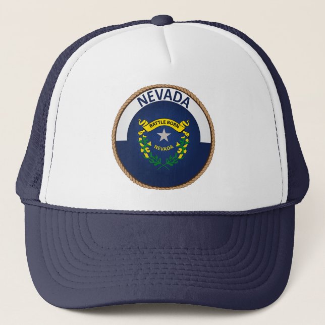 Boné Estado de Nevada Flag Seal Trucker Hat (Frente)