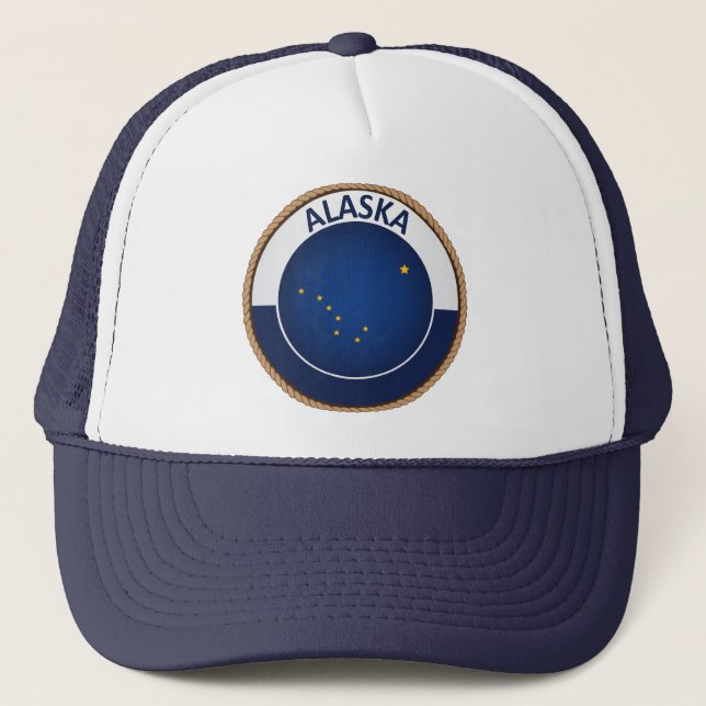 Boné Estado do Alasca Bandeira Seal Trucker Hat (Frente)