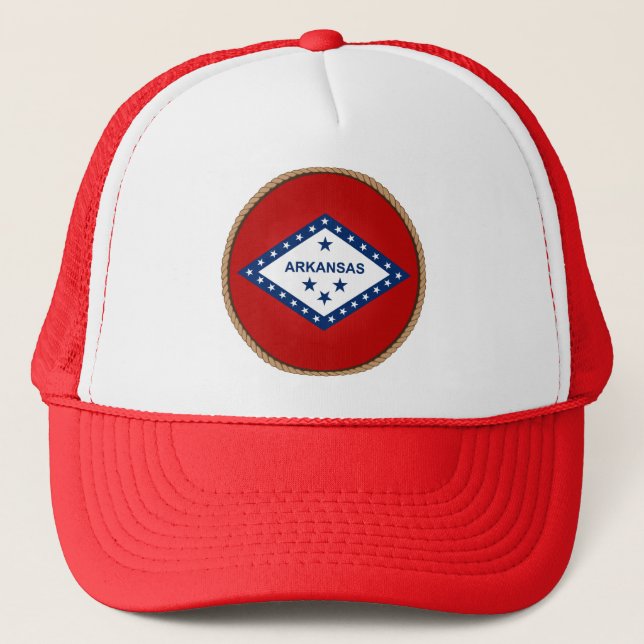 Boné Estado do Arkansas Flag Trucker Hat (Frente)