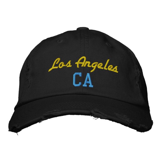 Boné Estilo Amarelo e Negro Azul CA Los Angeles (Frente)