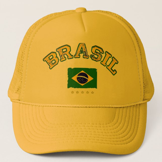 Boné Estilo de futebol com bandeira do Brasil (Frente)