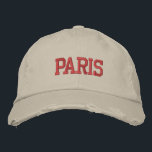 Boné Estilo de Vintage do Bordado Vermelho PARIS<br><div class="desc">PARIS Red Embroidered vintage estilo temperado beige de algodão. Faz um presente maravilhoso para quem ama Paris France! Se preferir ter o seu texto pessoal, selecione simplesmente o botão "Personalizar este modelo" para introduzir o texto personalizado. O bordado também é personalizável para outras opções de cores selecionando o botão da...</div>